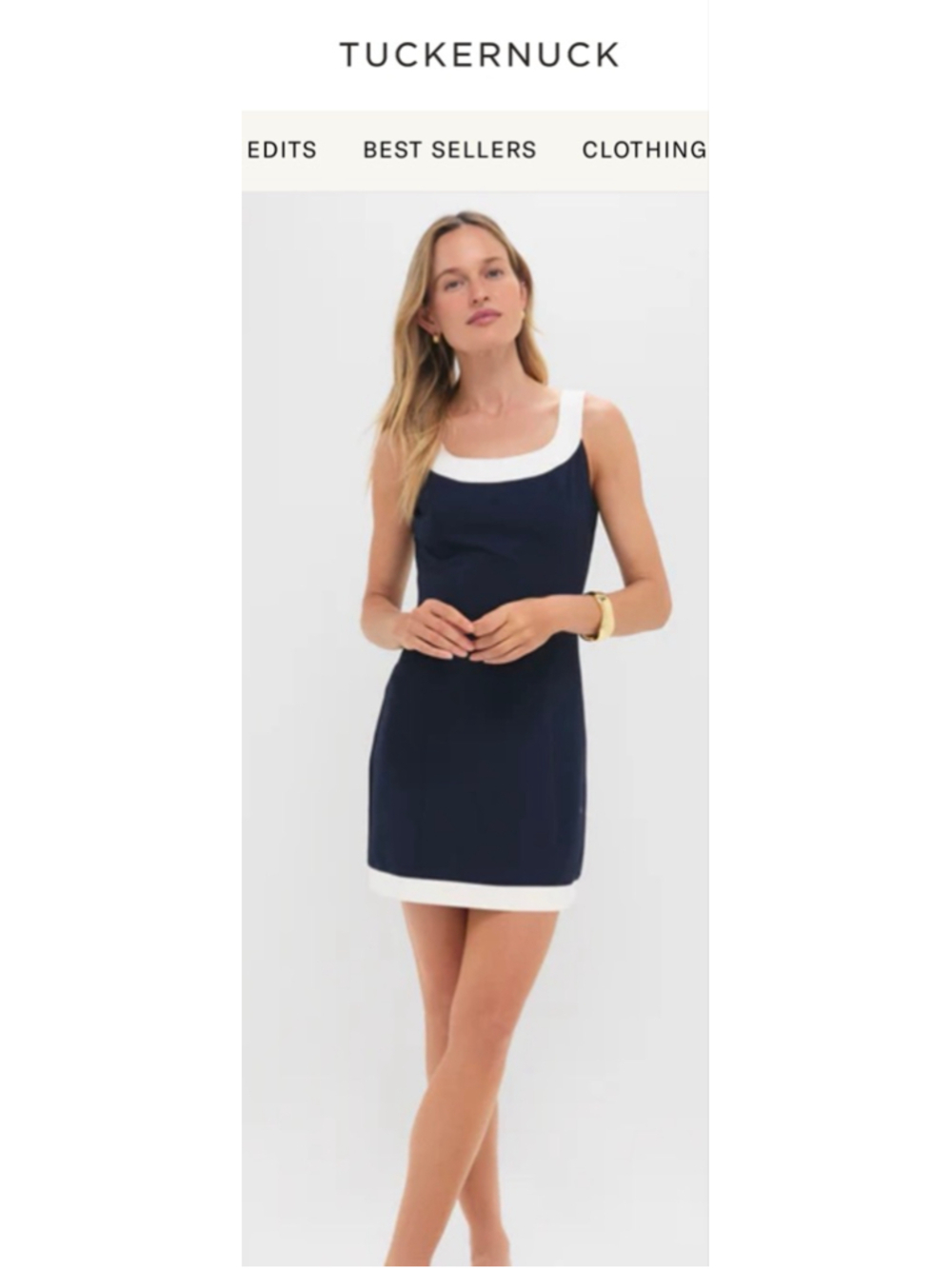NWT Tuckernuck HYACINTH HOUSE Navy with White Trim Pontius Mini Dress L/XL
